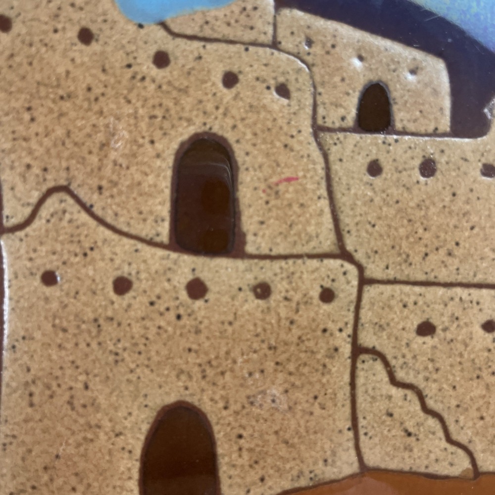 Art Tile 6" Southwest Pueblo Trivet Made In USA Blue Purple Brown Tan - Picture 5 of 9